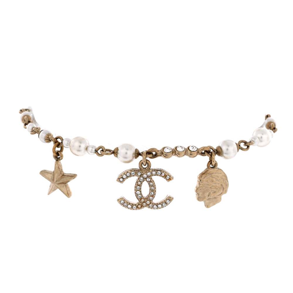 Chanel Cc Charm Bracelet Faux Pearls #247597C64B